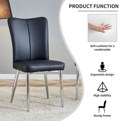 Ensemble de 4 chaises de salle à manger minimalistes modernes en cuir PU