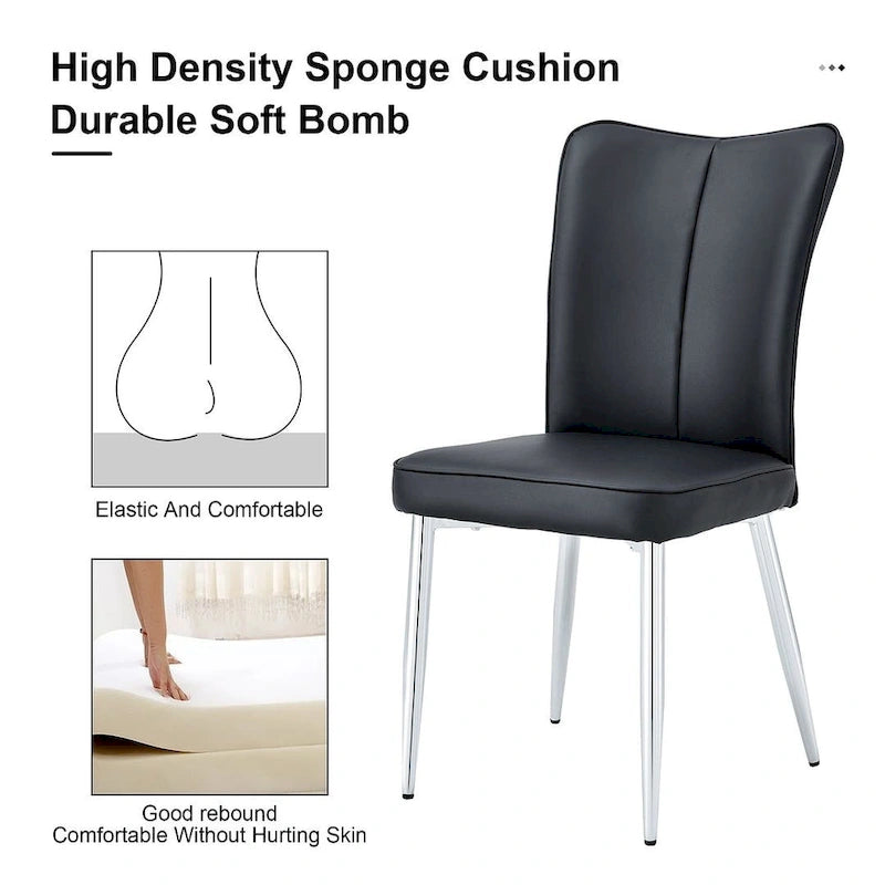 Ensemble de 4 chaises de salle à manger minimalistes modernes en cuir PU