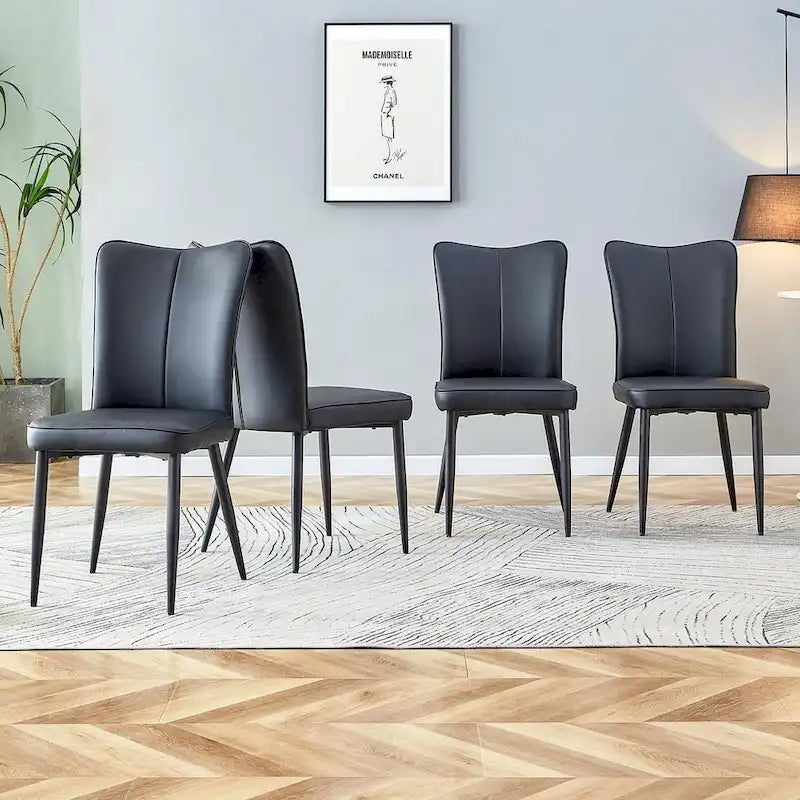 Ensemble de 4 chaises de salle à manger minimalistes modernes en cuir PU
