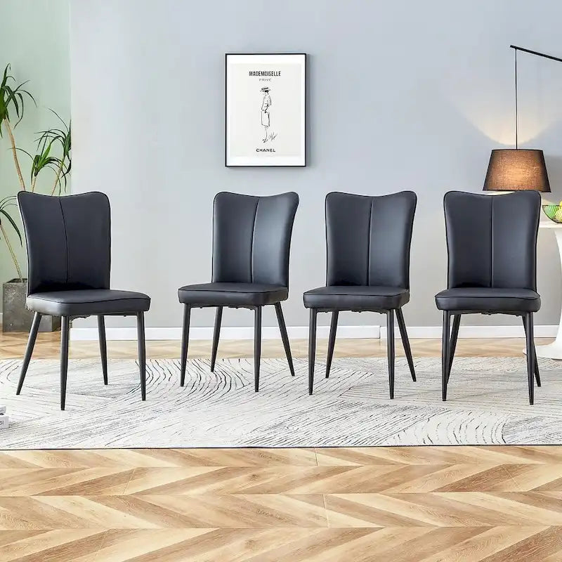 Ensemble de 4 chaises de salle à manger minimalistes modernes en cuir PU