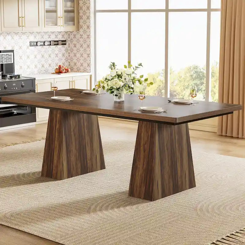 Table de cuisine/salle à manger de style campagnard en bois de 160 cm (63 pouces) pour 4 à 6 personnes