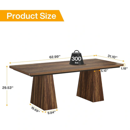 Table de cuisine/salle à manger de style campagnard en bois de 160 cm (63 pouces) pour 4 à 6 personnes