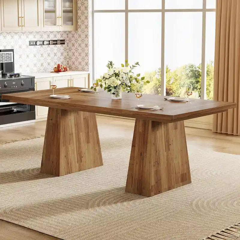 Table de cuisine/salle à manger de style campagnard en bois de 160 cm (63 pouces) pour 4 à 6 personnes