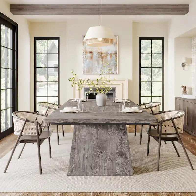 Table de cuisine/salle à manger de style campagnard en bois de 160 cm (63 pouces) pour 4 à 6 personnes