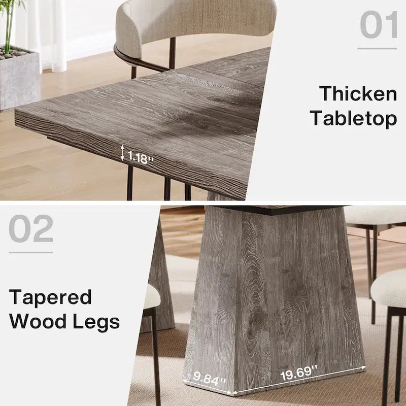 Table de cuisine/salle à manger de style campagnard en bois de 160 cm (63 pouces) pour 4 à 6 personnes