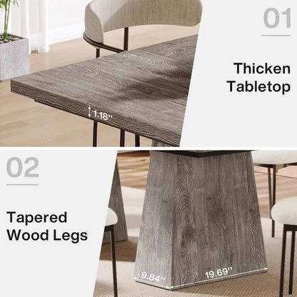 Table de cuisine/salle à manger de style campagnard en bois de 160 cm (63 pouces) pour 4 à 6 personnes