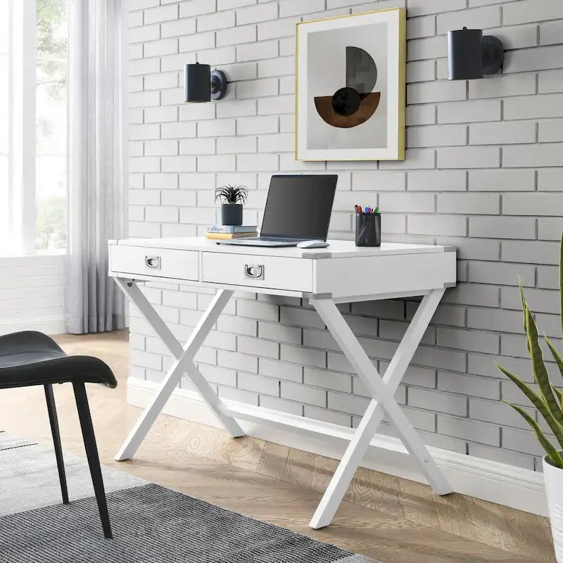 Computer Desk with Storage, Solid Wood Desk with Drawers, Modern Study Table for Home Office,Small Writing