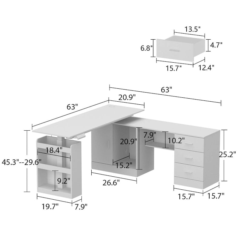 Bureau ergonomique réglable en hauteur avec rangement