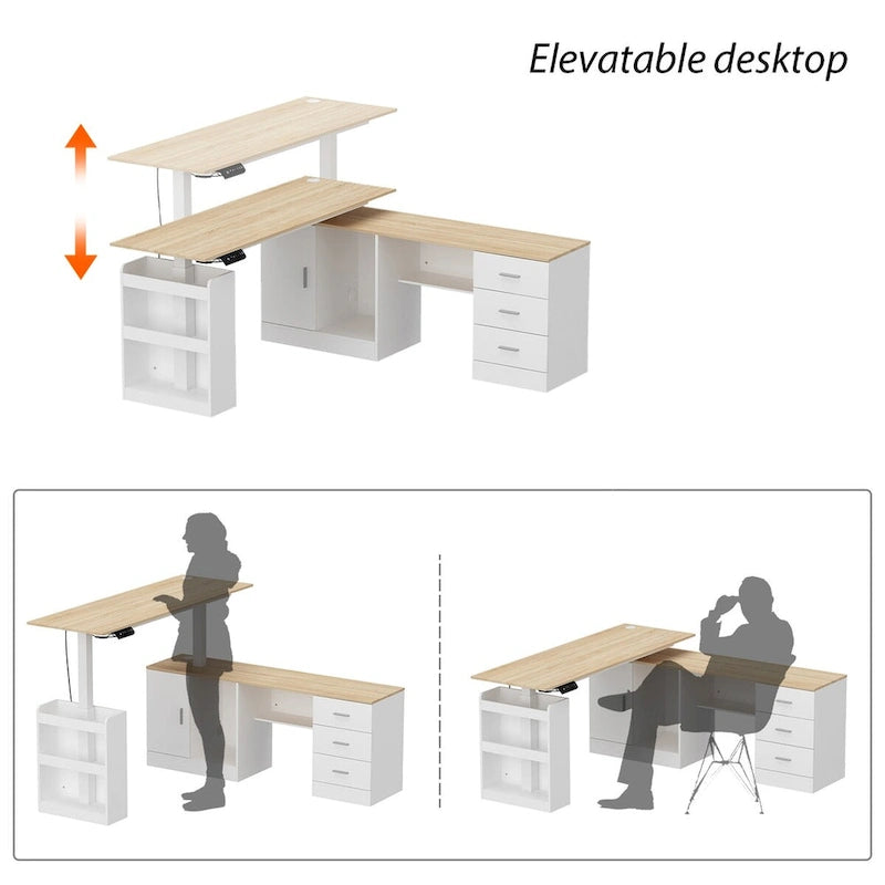 Bureau ergonomique réglable en hauteur avec rangement