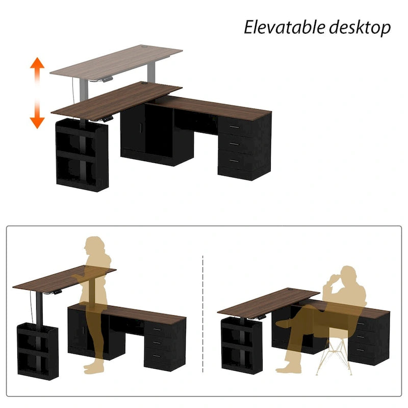 Bureau ergonomique réglable en hauteur avec rangement