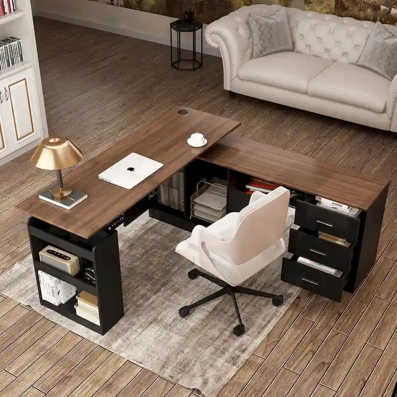 Bureau ergonomique réglable en hauteur avec rangement