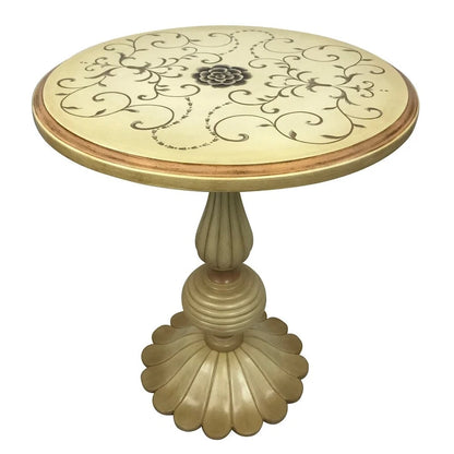 Table ronde d'appoint de style florentin, reproduction antique en bois peint à la main