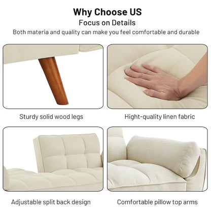 Canapé-lit futon, canapé convertible avec coussins, canapé deux places pliable pour salon