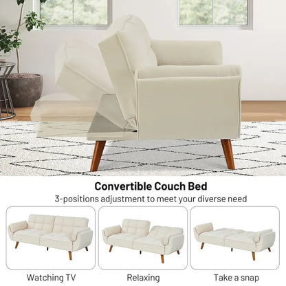 Canapé-lit futon, canapé convertible avec coussins, canapé deux places pliable pour salon