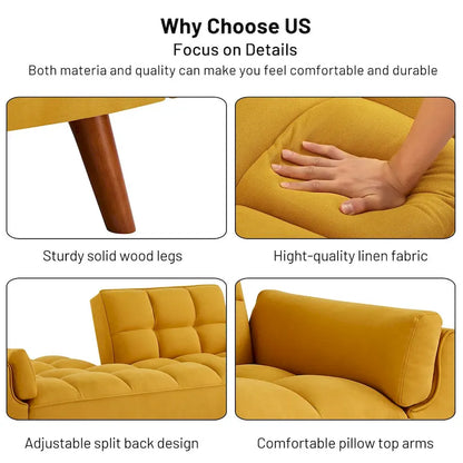 Canapé-lit futon, canapé convertible avec coussins, canapé deux places pliable pour salon