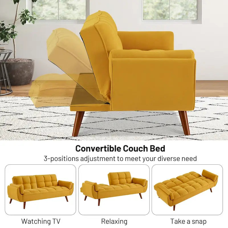 Canapé-lit futon, canapé convertible avec coussins, canapé deux places pliable pour salon