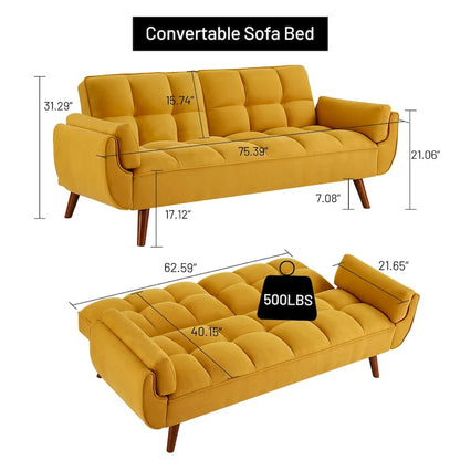 Canapé-lit futon, canapé convertible avec coussins, canapé deux places pliable pour salon