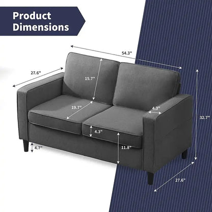 Canapé deux places Mixoy moderne en tissu avec poches sur les accoudoirs - Non disponible