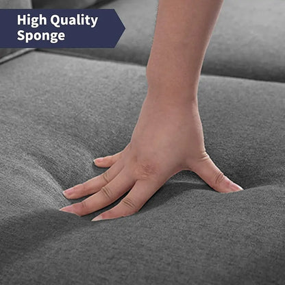 Canapé deux places Mixoy moderne en tissu avec poches sur les accoudoirs - Non disponible