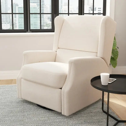 Wingback Upholstered Manual Recline Rocking Swivel Glider Chair