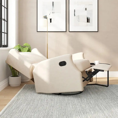 Fauteuil à bascule pivotant et inclinable à dossier capitonné, à oreilles