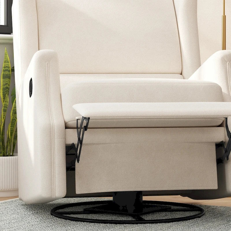 Fauteuil à bascule pivotant et inclinable à dossier capitonné, à oreilles