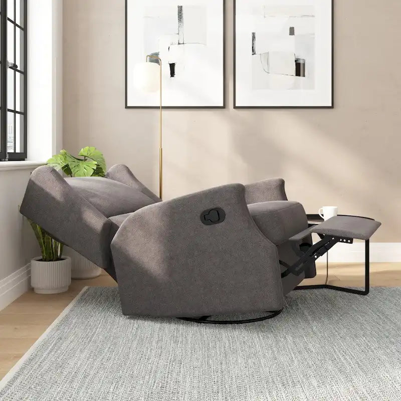 Fauteuil à bascule pivotant et inclinable à dossier capitonné, à oreilles