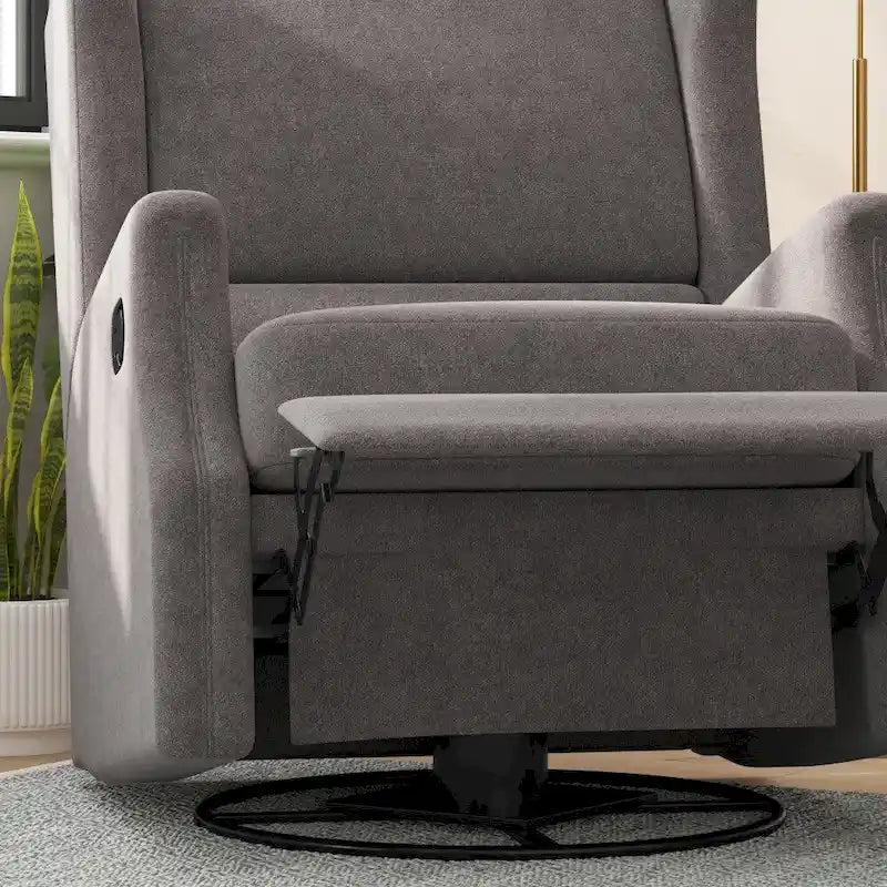 Fauteuil à bascule pivotant et inclinable à dossier capitonné, à oreilles