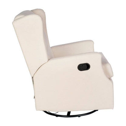 Fauteuil à bascule pivotant et inclinable à dossier capitonné, à oreilles