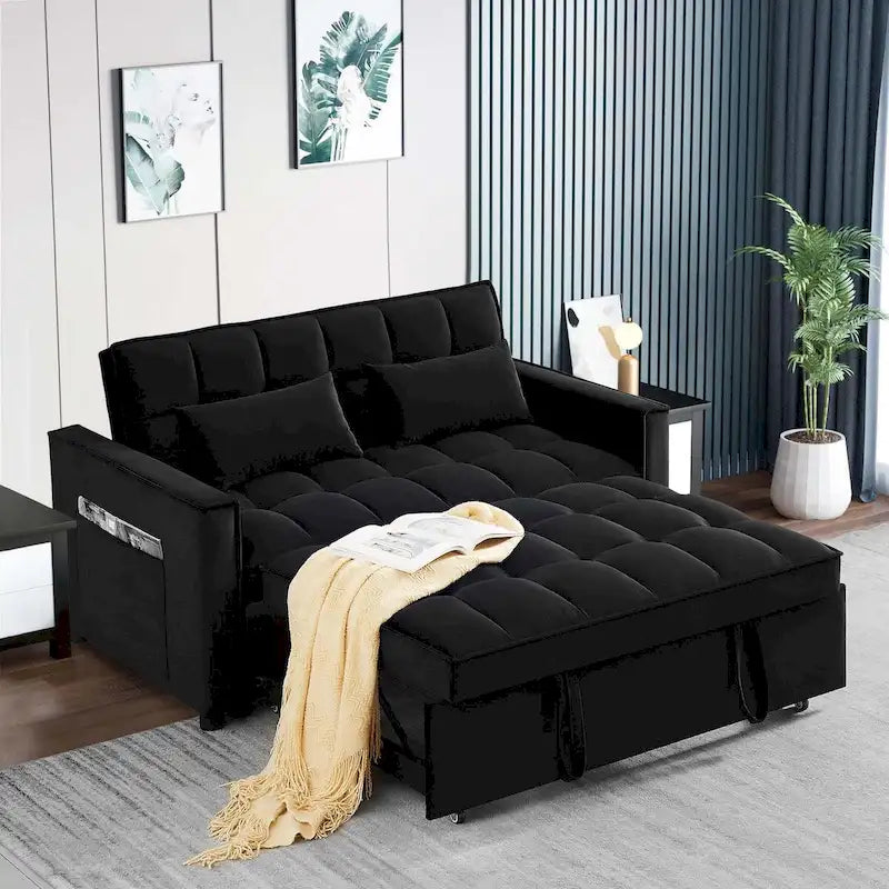 Canapé-lit convertible en velours Aukfa avec poche latérale