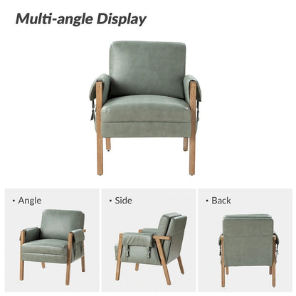 Fauteuil d'appoint Olivia Farmhouse en similicuir avec pieds en bois massif par HULALAHOME