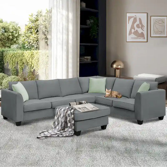 Modern Sectional Sofa with Ottoman, Modular, Spacious