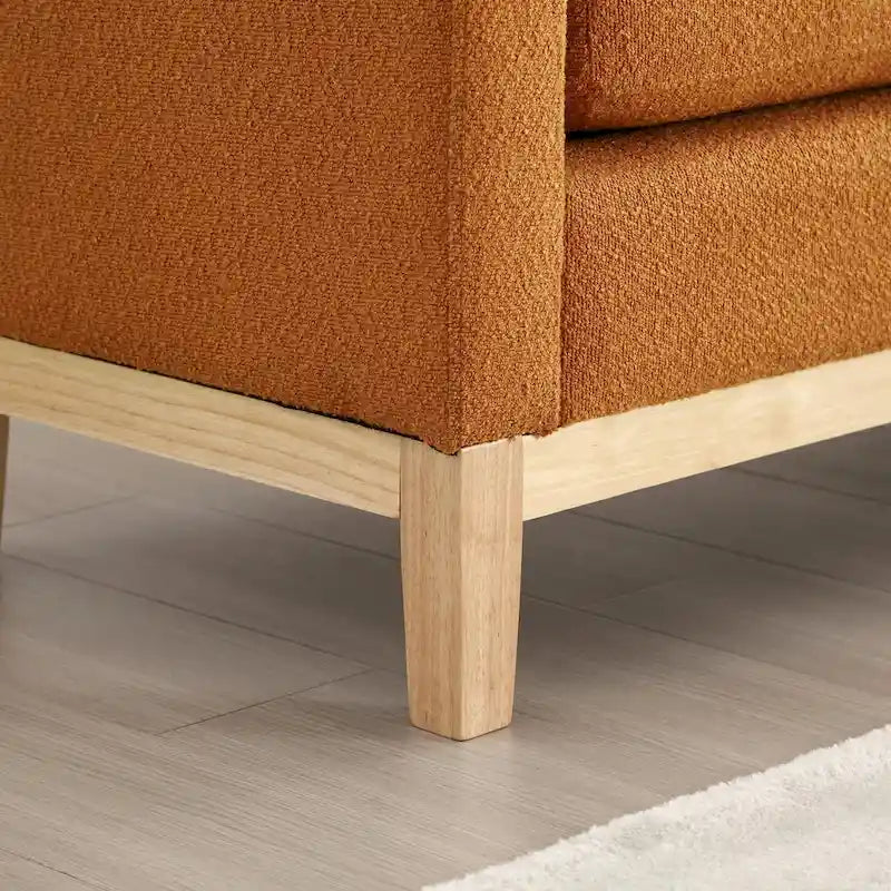 Élégant banc ottoman rembourré de 53,5 pouces avec pieds en bois et coussins cylindriques