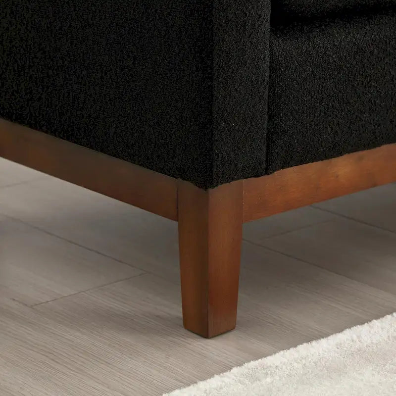 Élégant banc ottoman rembourré de 53,5 pouces avec pieds en bois et coussins cylindriques