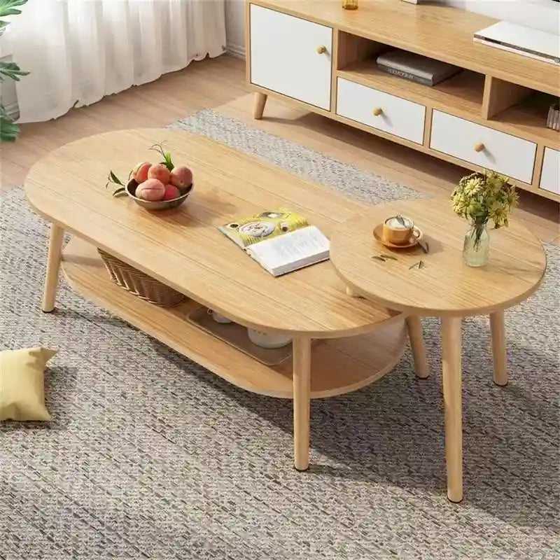 Ensemble de 2 tables basses ovales modulables pour balcon ou salon moderne