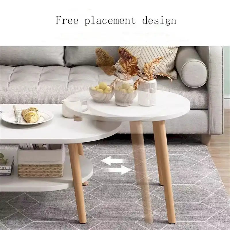 Ensemble de 2 tables basses ovales modulables pour balcon ou salon moderne