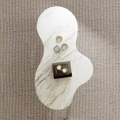 Table basse moderne hétérosexuelle de 54,8 cm, plateau en imitation marbre, pieds en bois massif