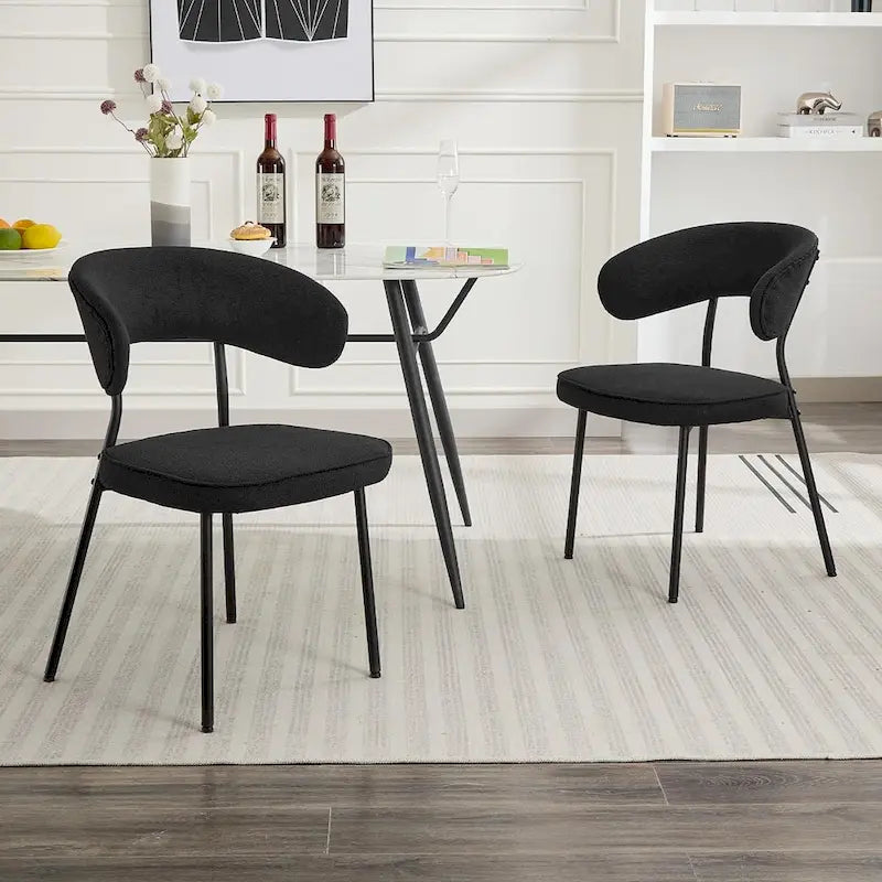 Chaises de salle à manger XINMICS avec dossier incurvé, chaises de cuisine/salle à manger modernes revêtues de tissu bouclé, ensemble de 2/4/6