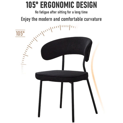 Chaises de salle à manger XINMICS avec dossier incurvé, chaises de cuisine/salle à manger modernes revêtues de tissu bouclé, ensemble de 2/4/6