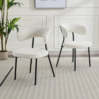 Chaises de salle à manger XINMICS avec dossier incurvé, chaises de cuisine/salle à manger modernes revêtues de tissu bouclé, ensemble de 2/4/6