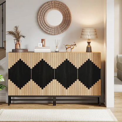 Sideboard Buffet Cabinet with 4 Doors and Adjustable Shelves