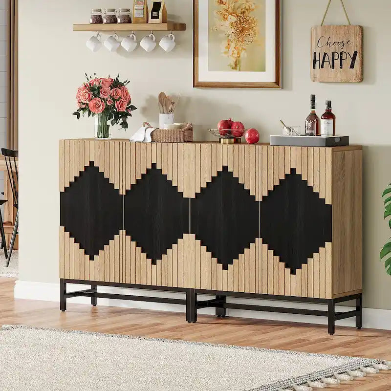 Buffet à 4 portes et étagères réglables