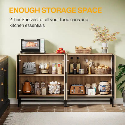 Buffet à 4 portes et étagères réglables