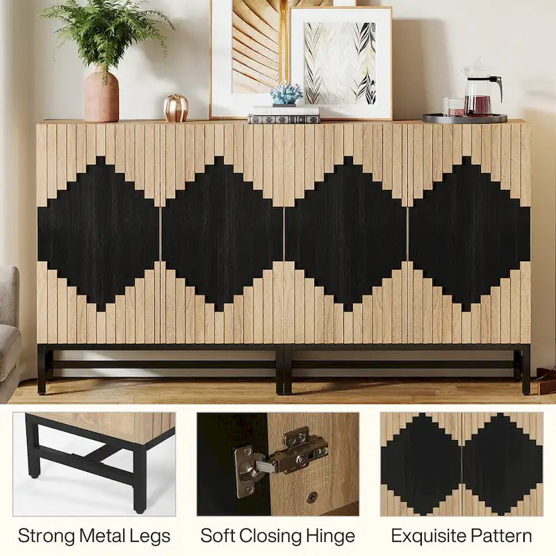 Buffet à 4 portes et étagères réglables