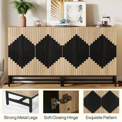 Buffet à 4 portes et étagères réglables