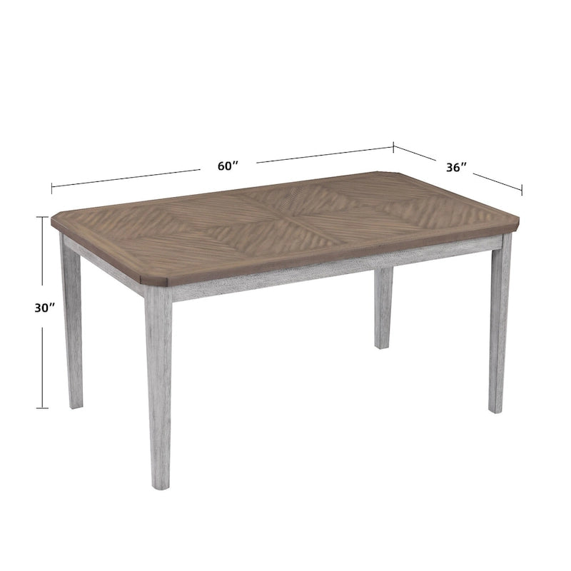 Ensemble de salle à manger minimaliste 6 pièces en chêne de 60 pouces de longueur (1 table à manger + 4 chaises rembourrées + 1 banc)