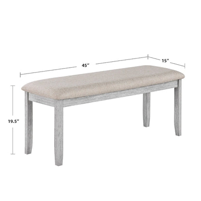 Ensemble de salle à manger minimaliste 6 pièces en chêne de 60 pouces de longueur (1 table à manger + 4 chaises rembourrées + 1 banc)