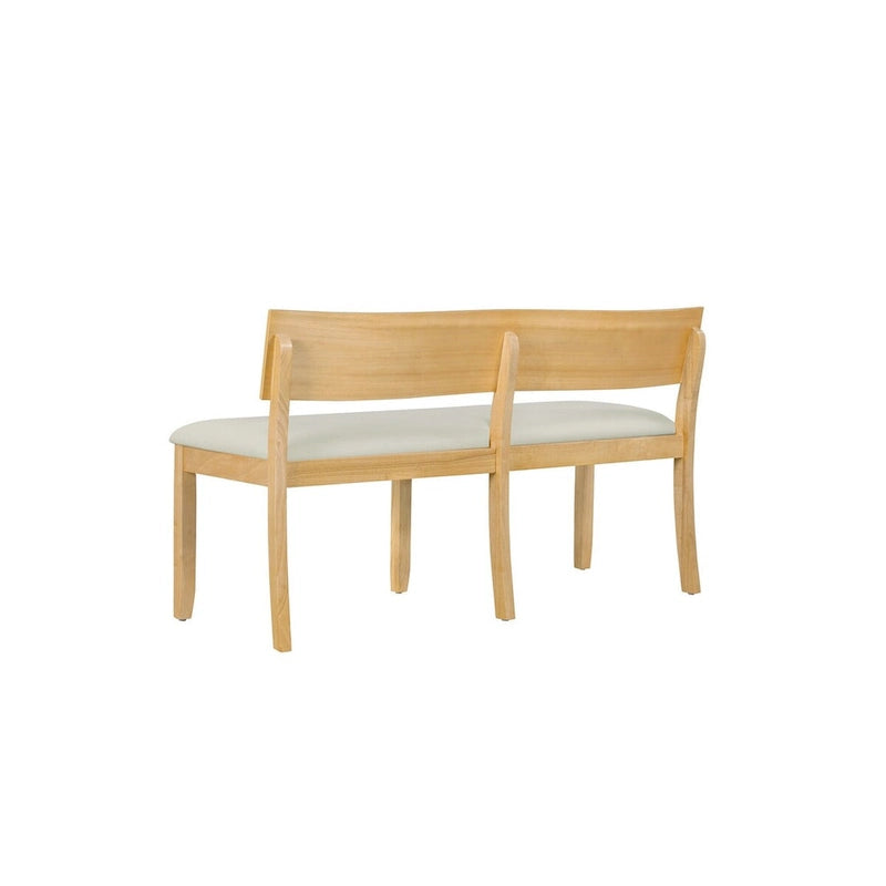 Banc de salle à manger Celi 135 cm, assise en tissu crème, structure en bois brun naturel