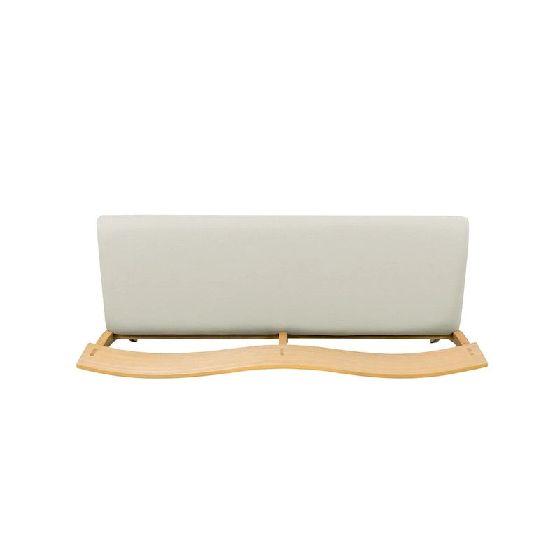 Banc de salle à manger Celi 135 cm, assise en tissu crème, structure en bois brun naturel
