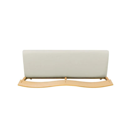 Banc de salle à manger Celi 135 cm, assise en tissu crème, structure en bois brun naturel